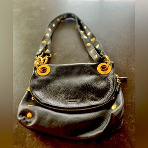 Hammitt black leather purse; crossbody or shoulder, strap adjust on the go